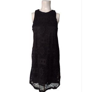 Francesca's Miami Crotchet Lace Overlay Dress Size S Black Sleeveless Boho